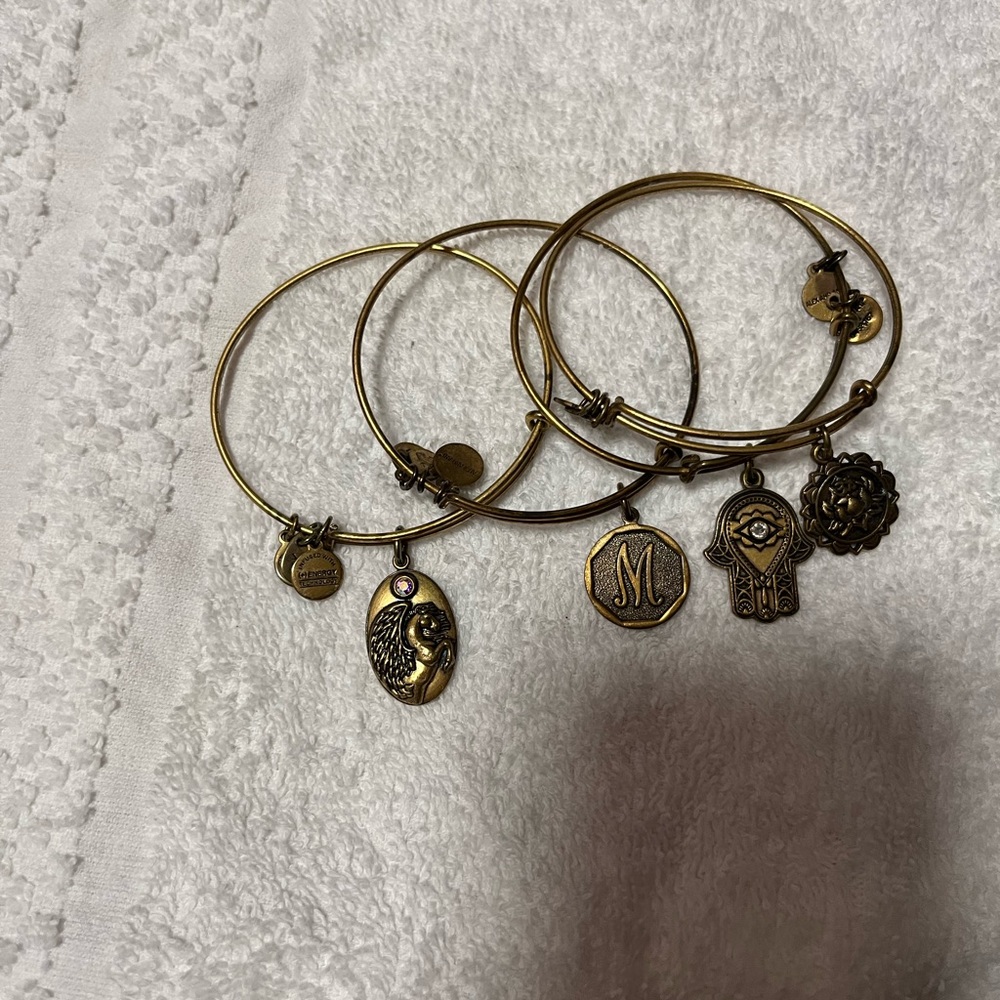 Set of 4 Alex and Ani gold bracelets